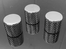 3 Fender Squier PRESS FIT Chrome FLAT TOP KNOBS Tele P Bass Telecaster Precision