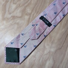 J.CREW Blue White Red Seersucker Tie Sailboat Pattern Tie 57" 3" Wide