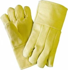 Heat Safety Glove Made with Aramid, Wool-Lined, 600°F Max, One Pair, Yellow