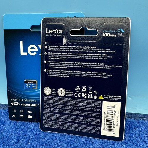 2x Lexar High-Performance 633x microSDHC/microSDXC UHS-I 64gb Memory Card - Picture 2 of 2