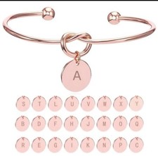 Personalized Jewelry Bracelet Initial Letter Rose Gold Color