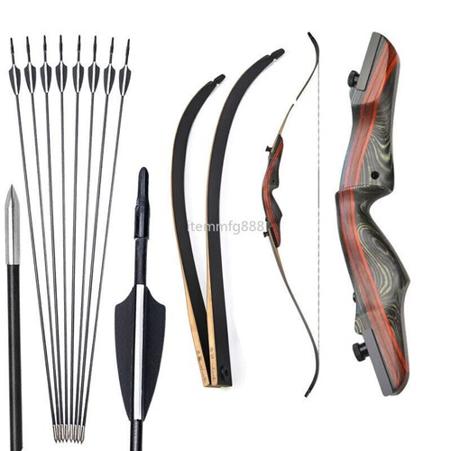 New 62" Wooden Recurve Bow Takedown Riser Limbs Archery Hunting Target 20-50lbs
