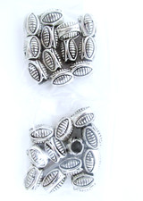 Metal Beads 24 Pieces Oval Silver 10x7mm hole size 5mm stamped, lot OB3