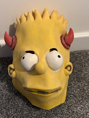 Seltene BART Simpson Latex Teufel Maske - Matt Groening 2002 Fuchs Kostüm / One Size