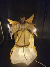 GE StayBright 14" African American Angel Christmas Capiz Tree Topper 11 LED NIB
