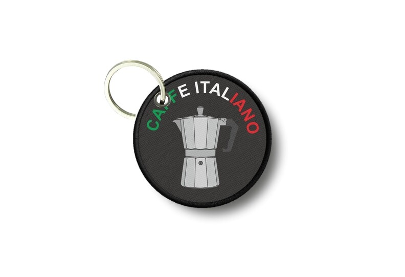 Keychain round printed double-sided Italian coffee espresso maker