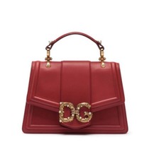 Dolce & Gabbana Red Gold Leather Amore Shoulder Clutch Crossbody Bag Top Handle