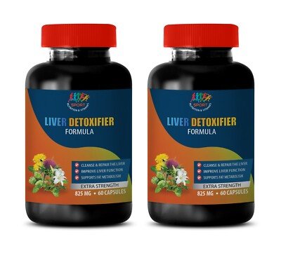protease and lipase enzymes - LIVER DETOXIFIER 825mg - 2 Bottle 120 Capsules