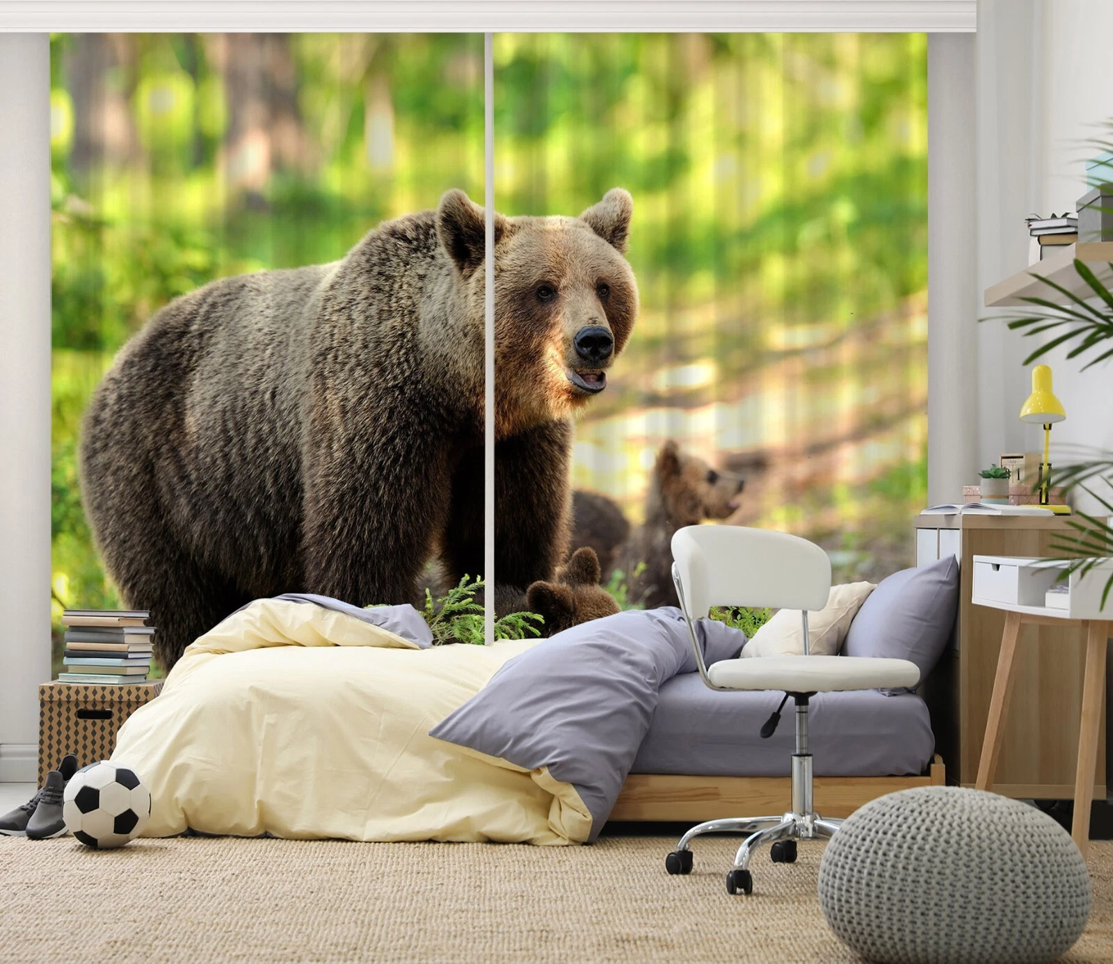 3D Healthy Bear ZHUB363 Animal Photo Curtain Window Blockout Fabric Vera 2023