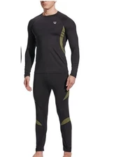 UNIQUEBELLA Men's Thermal Underwear Set Base Layer Top & Long Johns Black Size M
