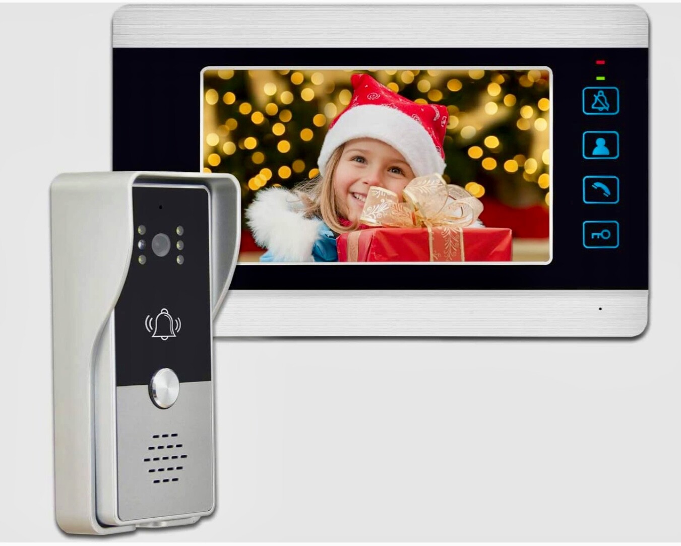 Video Doorbell Intercom System, 7 Inches Alloy Panel Monitor HD Camera Wired Vid-image