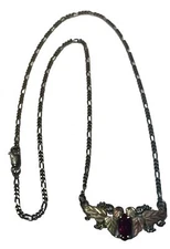 Black Hills Gold Sterling 12k Garnet Tri Color Leaf Necklace Pendant Heart