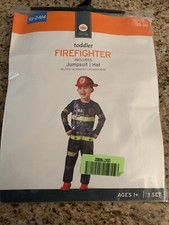 Toddler Firefighter costume - 18 - 24months - includes Jumpsuit and hat