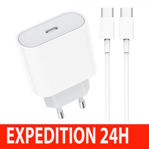 Chargeur Rapide 20w USB-C + Câble USB-C Blanc pour iPhone 15 Pro Max, iPhone 15 - 第 1/5 張圖片