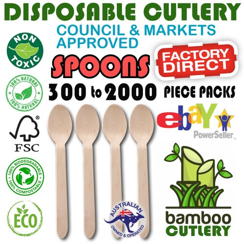 Disposable Knife Fork Spoon Set Flatware Tableware 300-2000pcs Wood Eco Markets - Picture 12 of 37