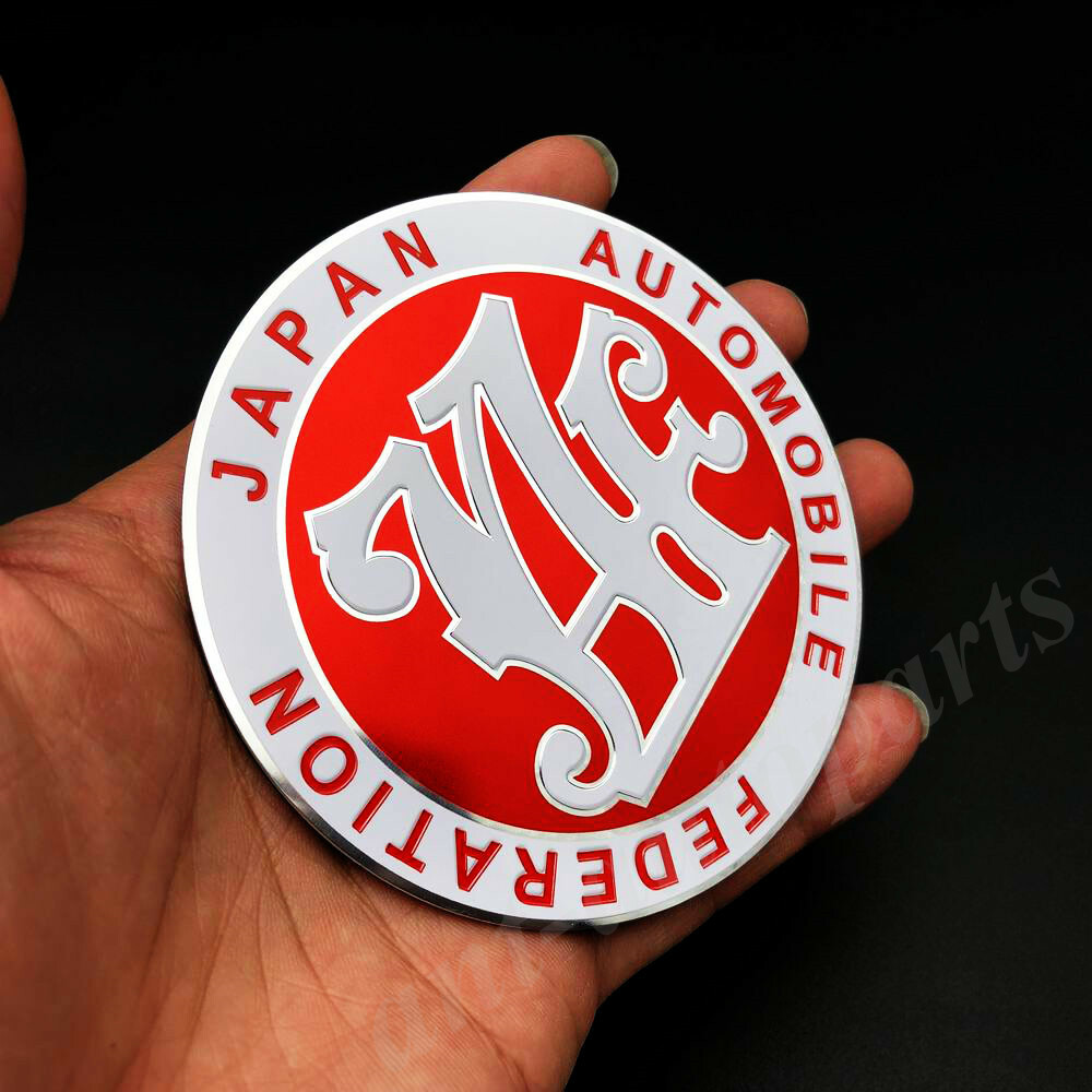 Metal Red JAF Japan Automobile Federation Car Trunk Emblem Badge