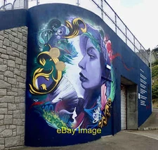 Photo 6x4 Close up of the new mural on the Water Treatment Works at Newca c2021