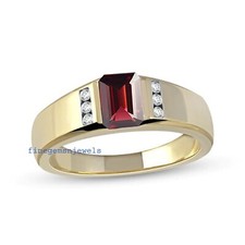 Natural Garnet CZ Gemstones with 925 Sterling silver Gold Plated Ring 1499