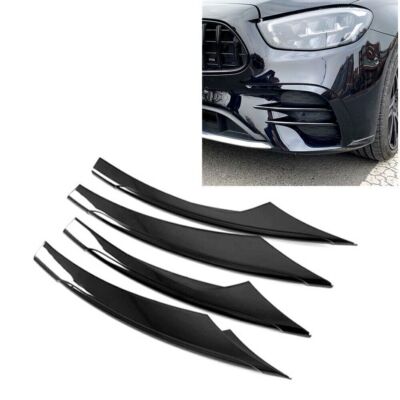 Gloss Black For Benz E Class W213 Front Fog Light Eyebrow Mesh Cover 2021-23 New