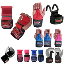 Weight Lifting Metal Hooks Gym Training Deadlift Wrist Support Grips Straps Wrap