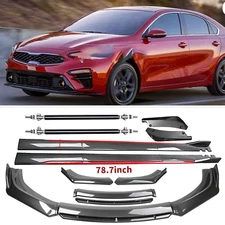 For Kia Forte Soul 2010-2023 Front Rear Bumper Lip+78.7"Side Skirt Extension