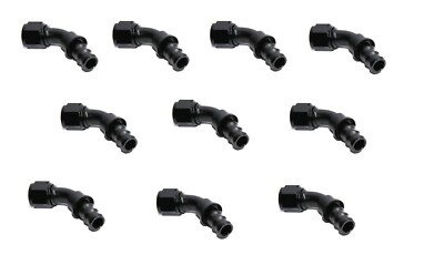 10PC 12AN AN-12 45°Deg Swivel Fuel Oil Gas Line Push-on Hose End Fitting Black