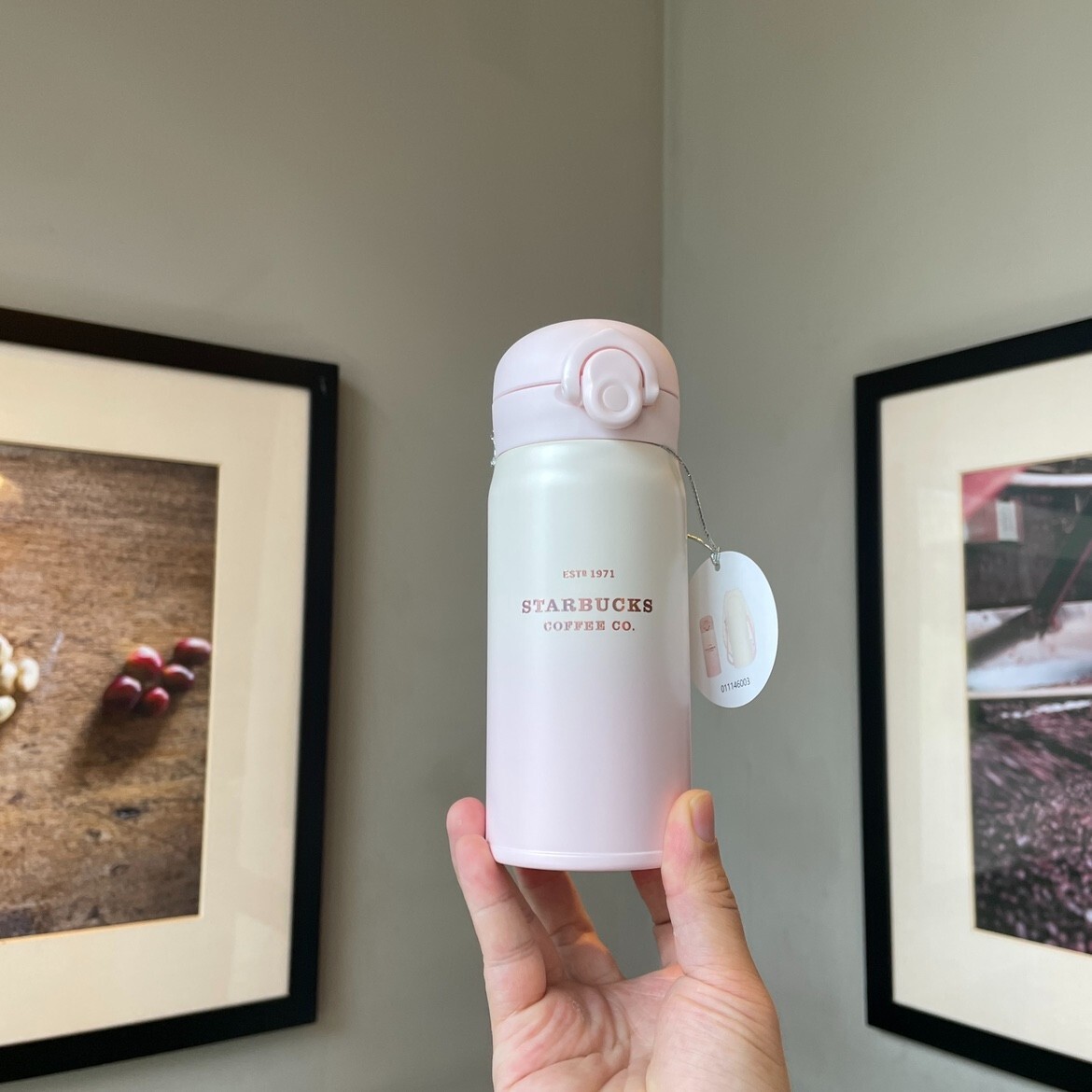 New 2023 China Starbucks Pink Cute Rabbit 12oz Thermos Cup