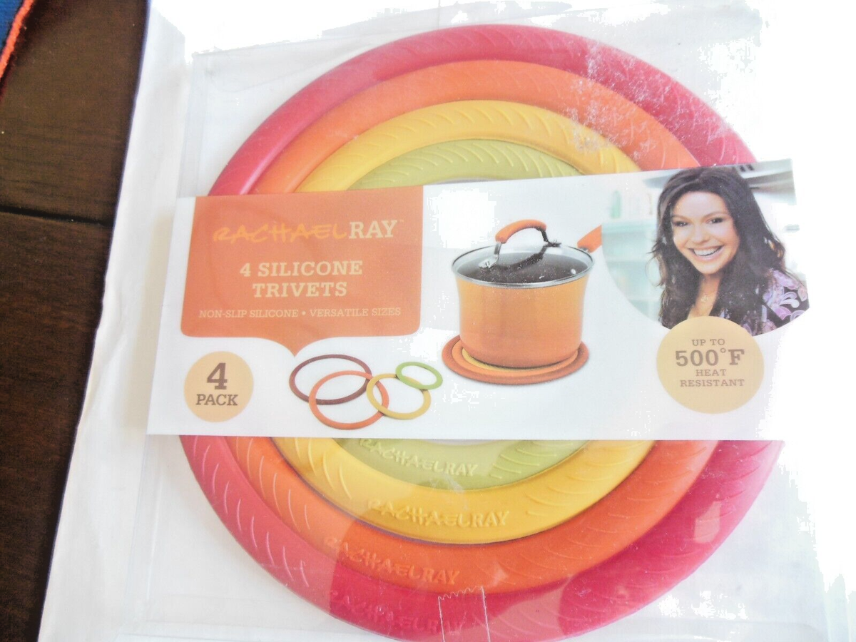 Rachel Ray 4 Silicone Trivets Concentric Multi-color Circles for