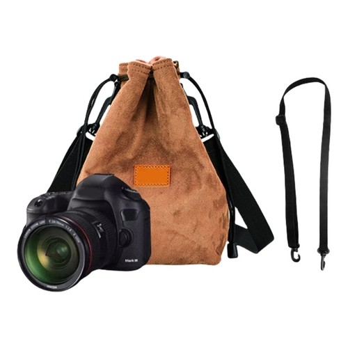 Camera Case Drawstring Bag Vintage DSLR Camera Bag Soft Lens Case with Strap - Picture 9 of 18