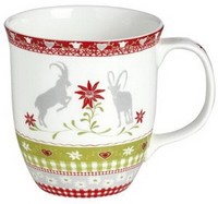 "Porzellan-Tasse\"Mountain Charm\" Alpenchic Gams / Hirsch *0,375L Becher*Bonechina"