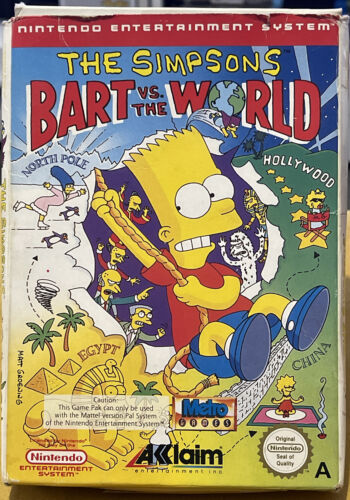 NINTENDO NES THE SIMPSONS BART VS. THE WORLD - WITH ORIGINAL BOX PAL Edition - Picture 1 of 3