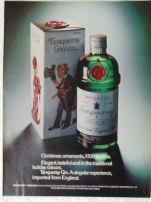 1973 Tanqueray Gin in Holiday Colors  vintage art print ad