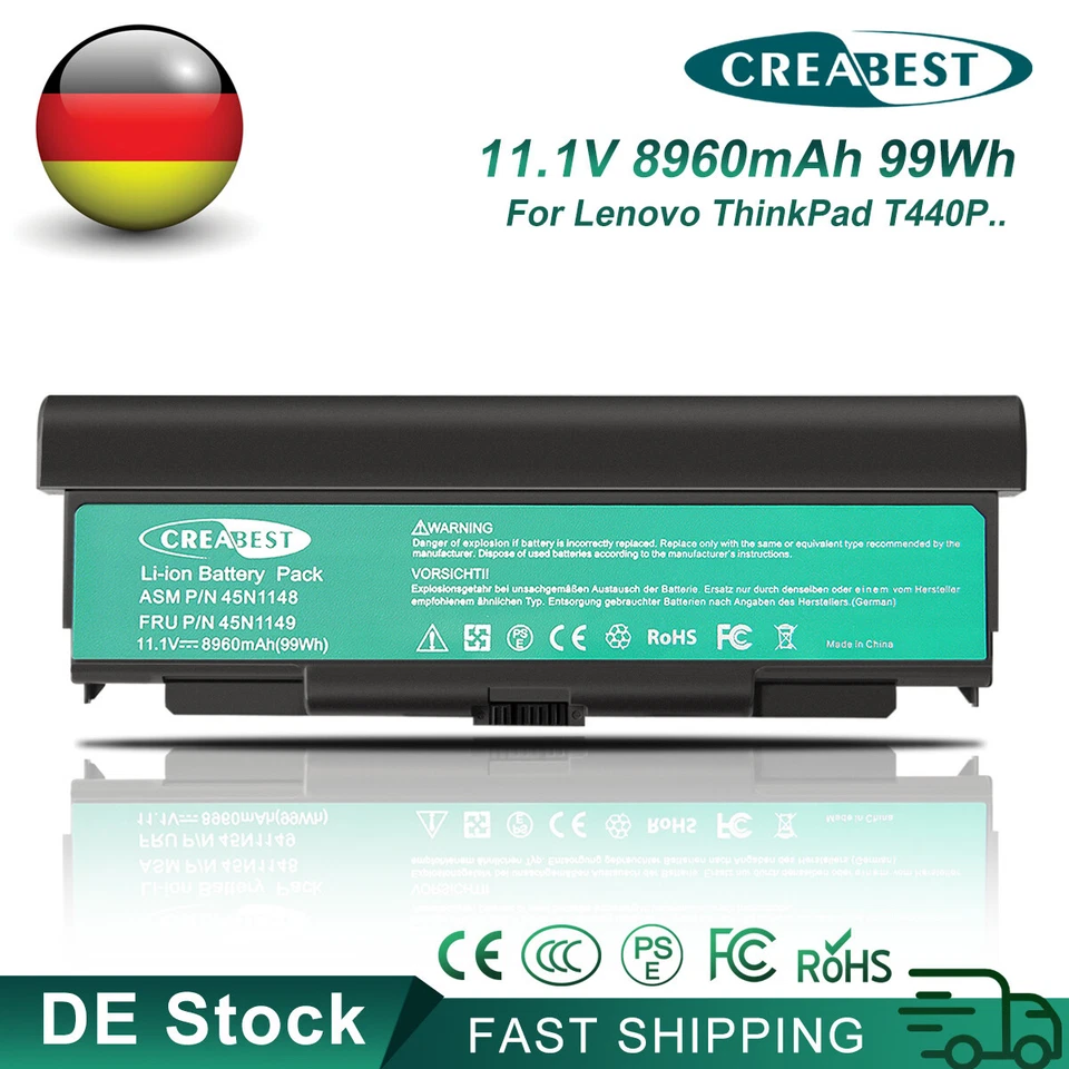 CREABEST Batteria 8960 mAh 11,1 V 45N1152 45N1153 per Lenovo ThinkPad T440P T540P W540 L540