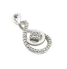 925 Sterling Silver  Shiny Genuine Diamonds Infinity Twist Pendant  PT6168