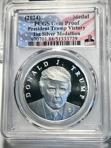 Pièce En Argent 1 Oz American Eagle 2021 - Certification PCGS MS70 - Thème Donald Trump MAGA
