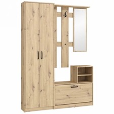 Garderobenset Flur Garderobe 135x195x28 cm Dielenmöbel NIKO NIKD01