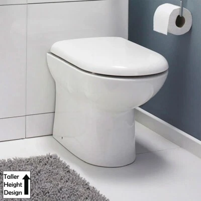 NUIE Back to Wall Toilet & Soft Close Seat Comfort Height D-Shape BTW WC Pan Bathroom