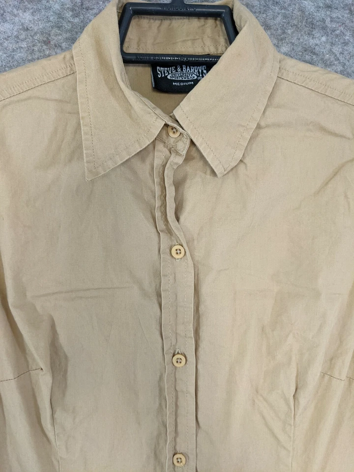 Steve & Barrys 女式中号米色纽扣 3/4 袖修身 100% 棉 — 第 4/4 张图片