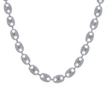 Iced Hip Hop Clustered Gucci Link Silver Chain Necklace 13 mm 16"-24" CSN 313 S