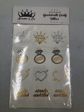 Temp Tattoos Bachelorette Party Girl Temporary Tattoo Metallic Gold Silver