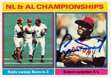 Luis Tiant signed baseball card 1976 Topps #461 Championship Series Highlights