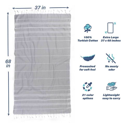 Hencely Striped Beach Towel – Lightweight Cotton Towel for Travel & Pool - Bild 15 von 206