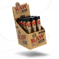 RAW Handmade DLX Glass tipped Cones 12 Count Box