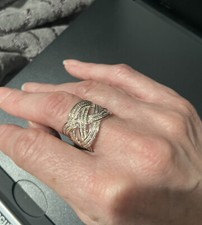 Twisted Sterling Silver 925 "BRAID TWIST" DESIGN RING SIZE 7 Adjustable New