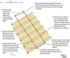 Permeable Retractable Wave Shade Canopy Replacement for Wood Pergola w/Hardwares