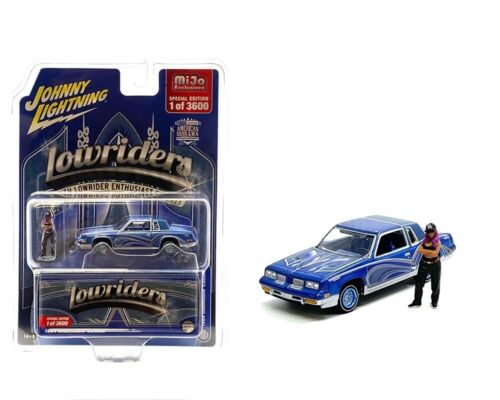 1984 OLDSMOBILE CUTLASS LOWRIDER BLUE W/FIGURE 1:64 BY JOHNNY LIGHTNING JLCP7461 - Picture 1 of 4