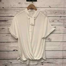 RETHM criss cross draped front button down blouse