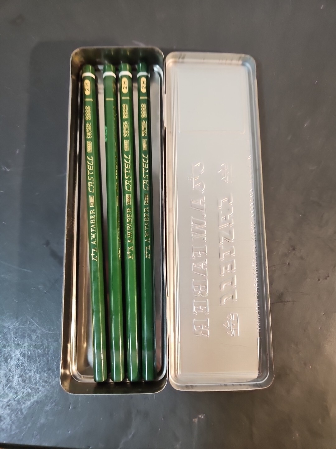 Vintage AW Faber Castell 2H No 9000 Pencil 4x in Tin Drafting Nurnberg Germany