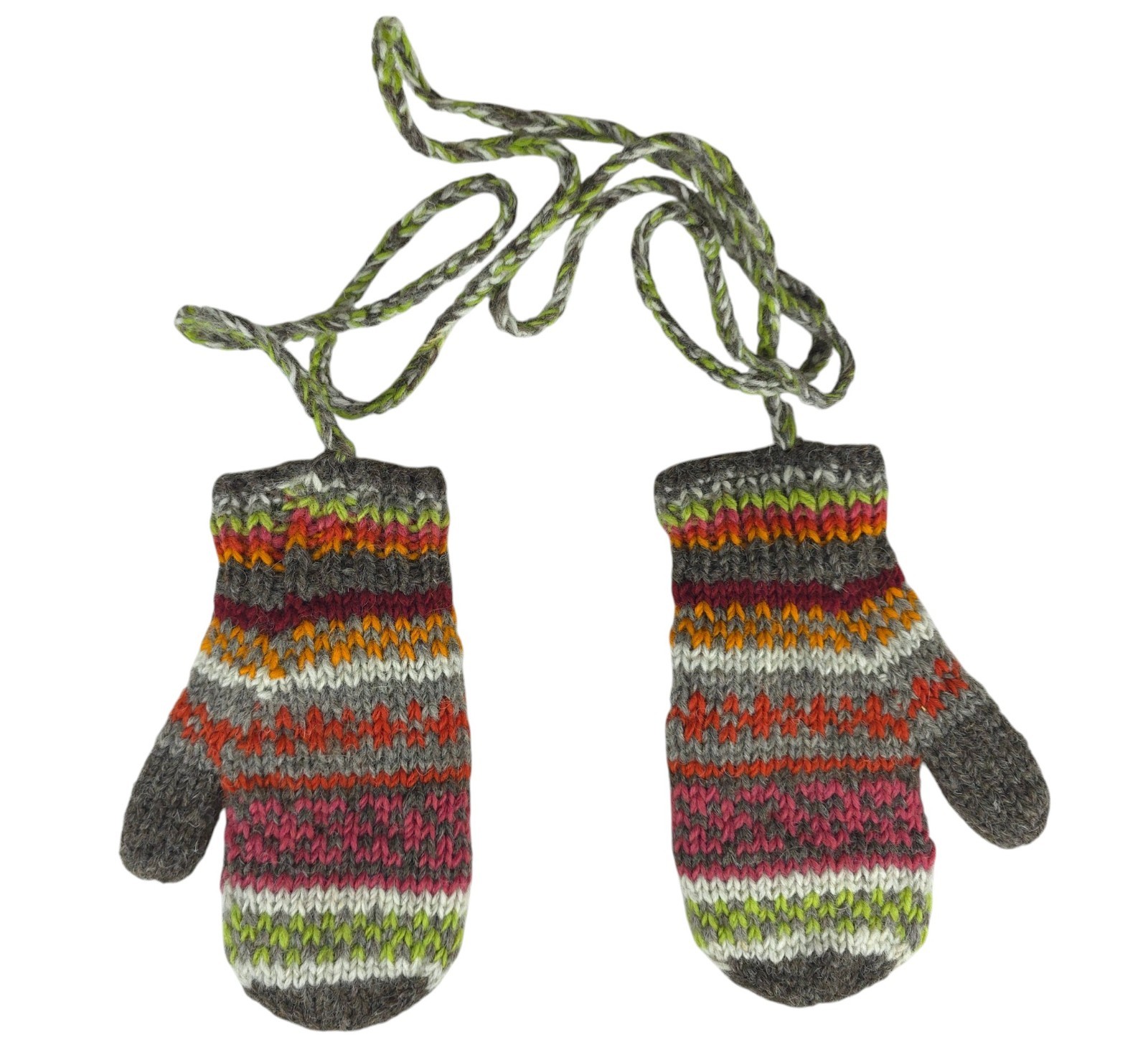 Pachamama Womens Wool Hand Knit Fair Isle Pattern Fleece Lined Mittens One Size image 4