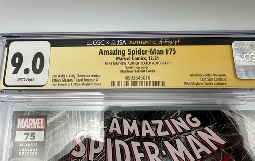 *Firmato* Amazing Spider-Man #75 Mayhew Variant con certificato di autenticità (2021) CGC X JSA 9.0 - Foto 4 di 9